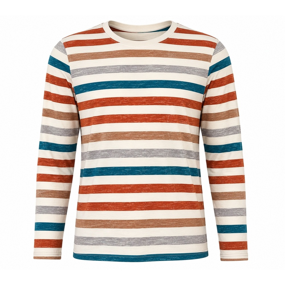 Striped Long Sleeve T Shirt Skater Street Y2K Retro Surfer Casual Tee Top Large
